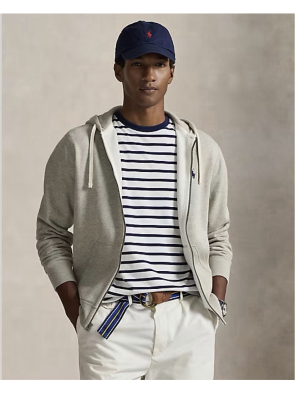 Polo Ralph Lauren Hoodie Men's Large L Light Sport Heather Fleece Full-Zip Logo